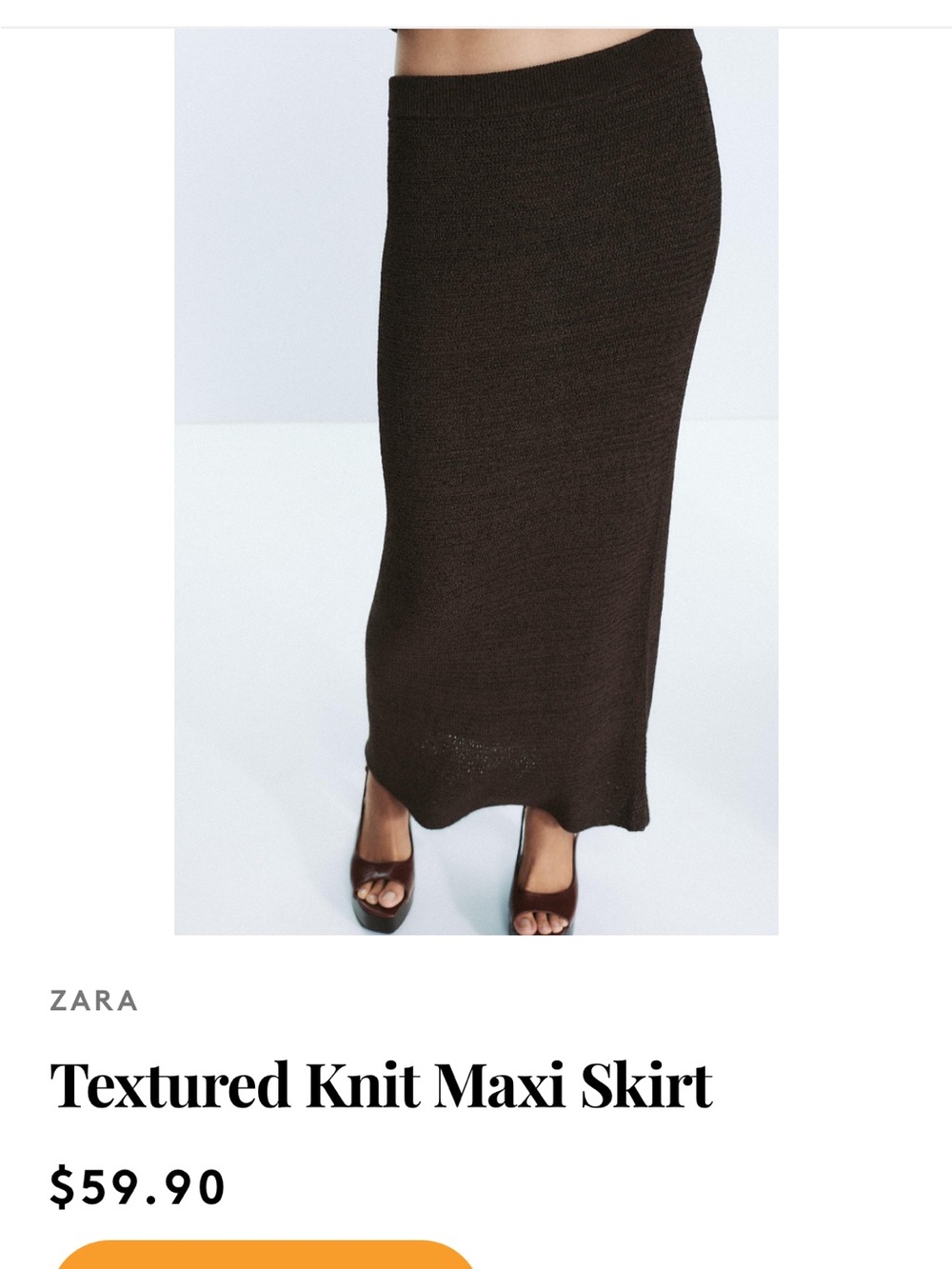ZARA Brown Ribbed Knit Maxi Skirt - NEW WITH TAGS!